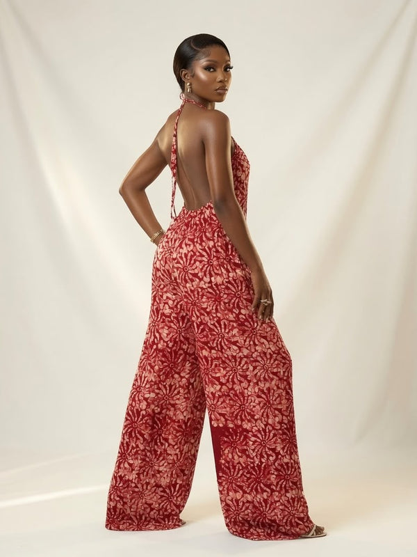 SHANON ADIRE COTTON OPEN BACK JUMPSUIT