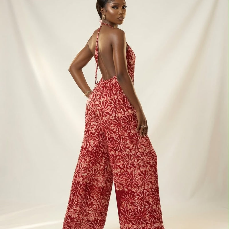 SHANON ADIRE COTTON OPEN BACK JUMPSUIT