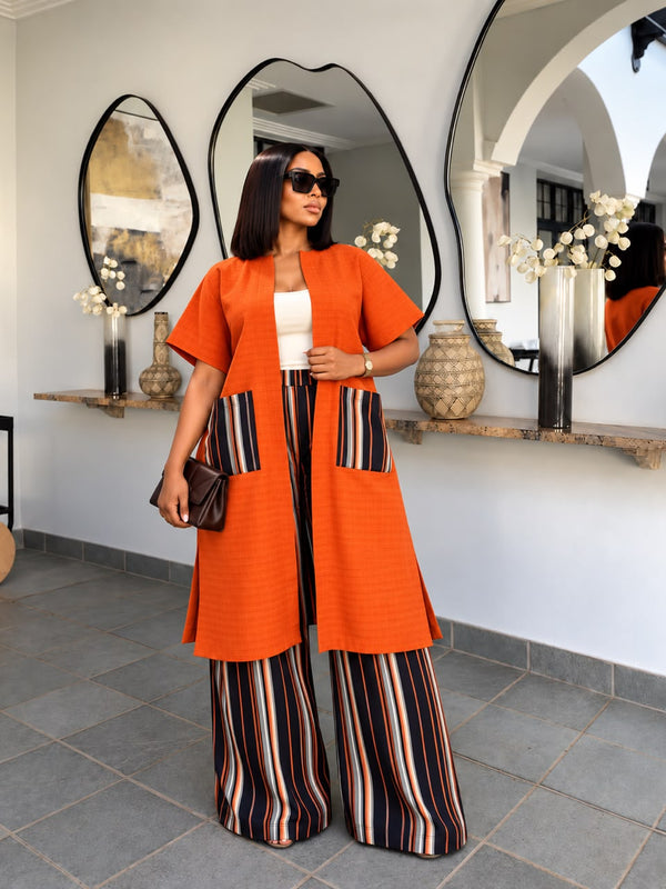 Lady K Luxe Aṣọ-Oke 2-Piece Kimono Set