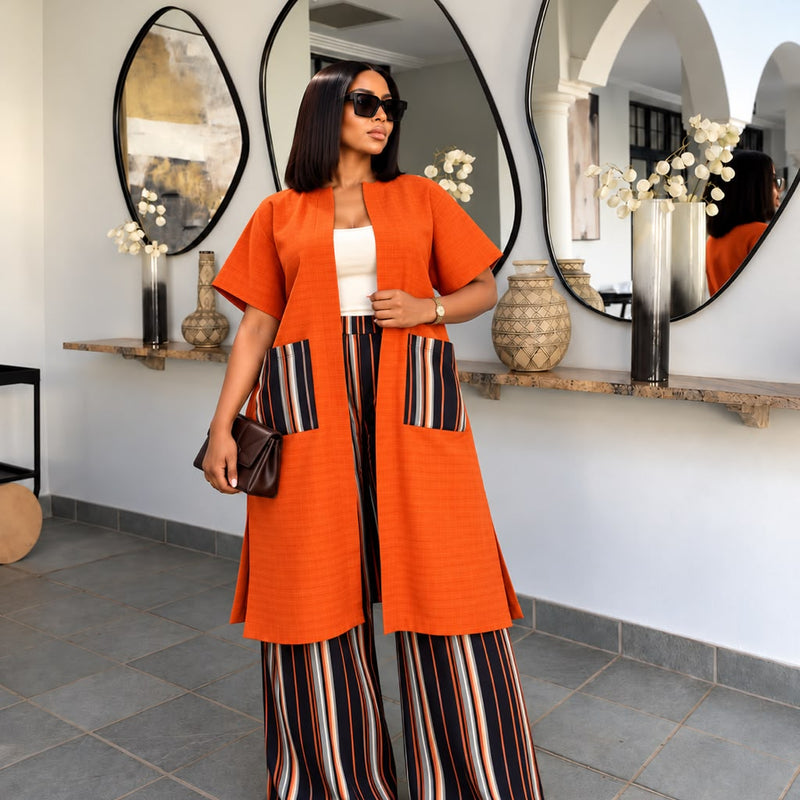 Lady K Luxe Aṣọ-Oke 2-Piece Kimono Set