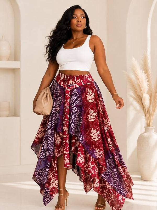 BANKE ADIRE LAYERED HANDKERCHIEF SKIRT