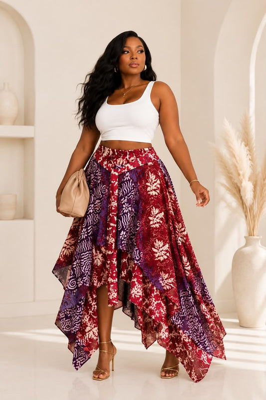 BANKE ADIRE LAYERED HANDKERCHIEF SKIRT