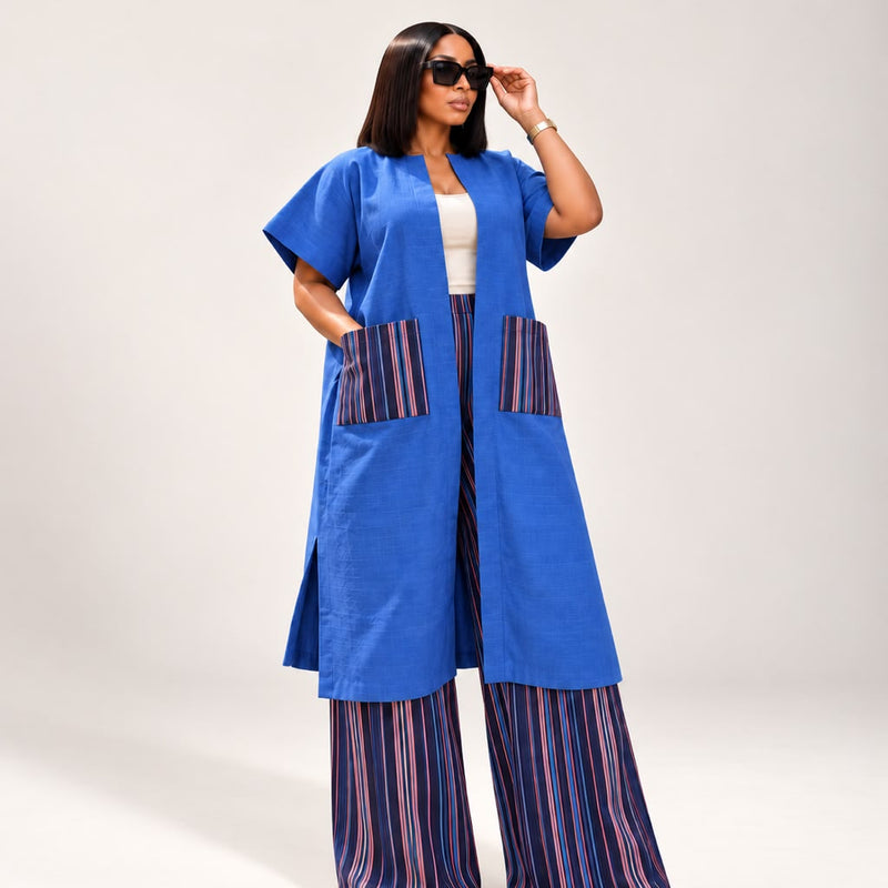 Lady K Luxe Aṣọ-Oke 2-Piece Kimono Set