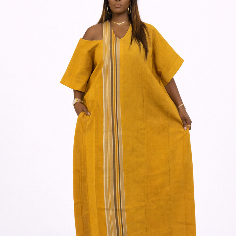 ABY Patch Flowy Kaftan Dress – 54” Luxe Boubou | African Aso Oke Statement Kaftan