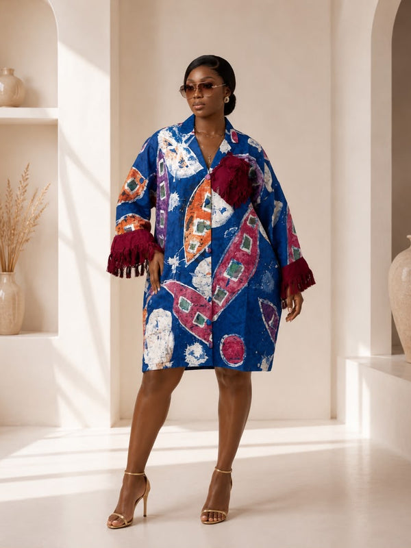 KALY ADIRE ARTWORK MIDI KAFTAN