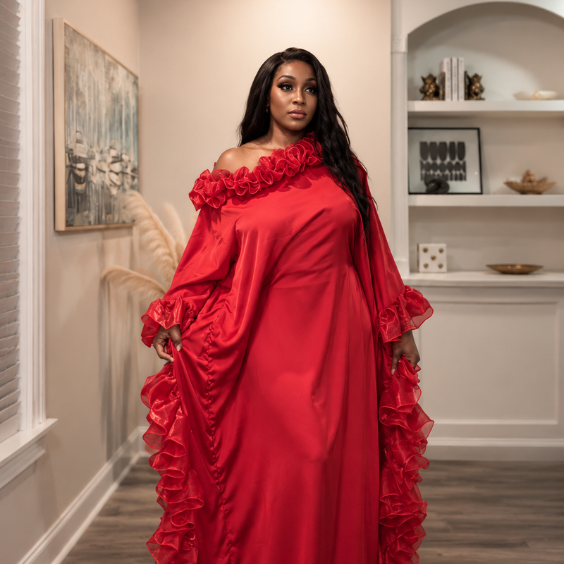 Ruby Luxe Silk Kaftan – Luxury Oversized Silk Resort wear & Loungewear
