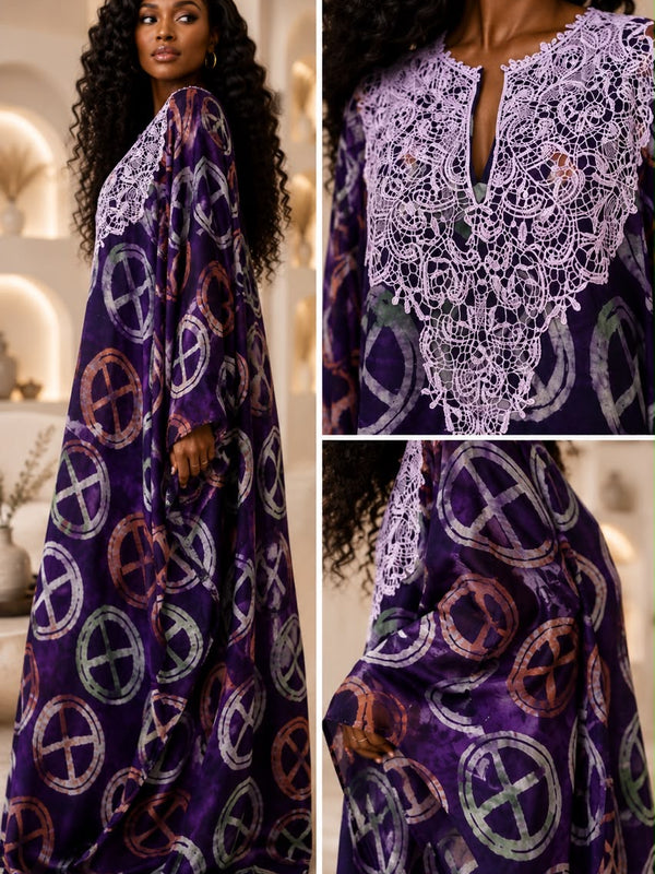 Ola Adire Luxe Kaftan | Flowy African Print Dress