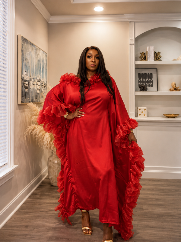 Ruby Luxe Silk Kaftan – Luxury Oversized Silk Resort wear & Loungewear