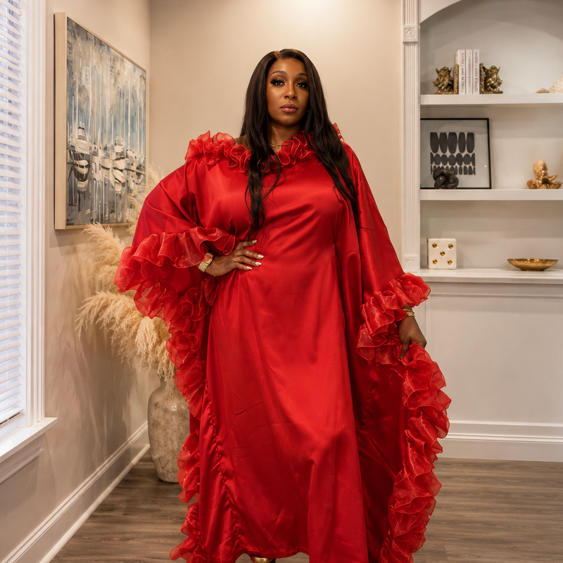 Ruby Luxe Silk Kaftan – Luxury Oversized Silk Resort wear & Loungewear
