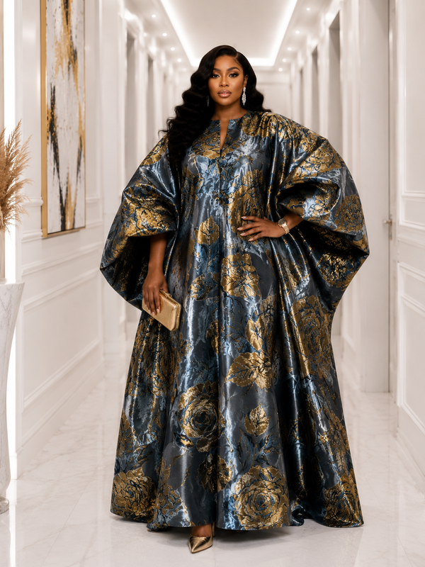 Jadel Liquid Organza Luxe Boubou Kaftan – Luxury African Kaftan Dress | Elegant Statement Occasion Wear