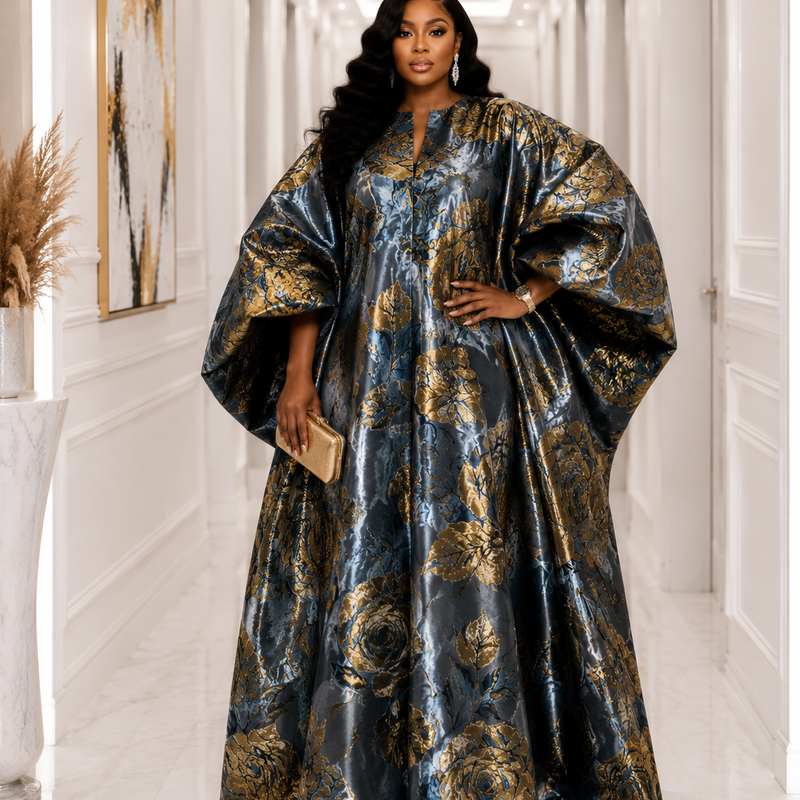Jadel Liquid Organza Luxe Boubou Kaftan – Luxury African Kaftan Dress | Elegant Statement Occasion Wear