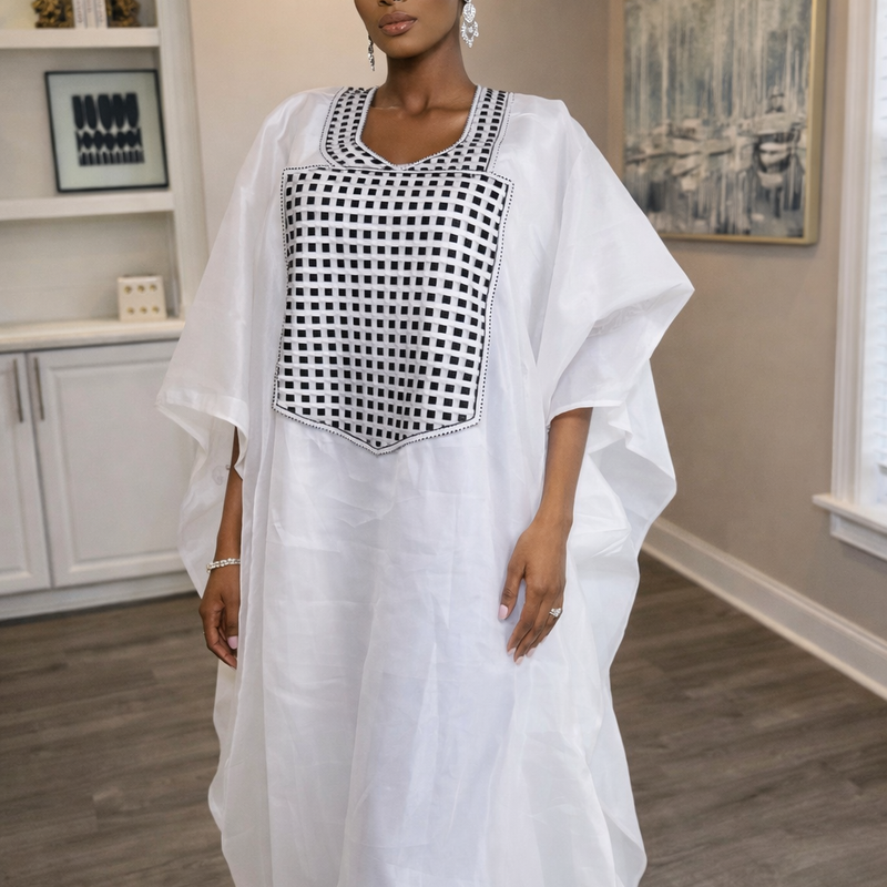 Nafisa Luxe 2-Piece Organza Kaftan Set – Luxury African Boubou & Inner Dress | Elegant Statement Wear