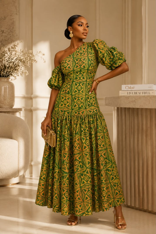 Zeena Adire Cotton Midi Dress