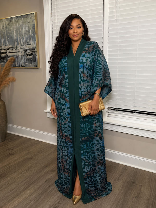 Nkoyo Luxury Adire Shirt Kaftan Dress