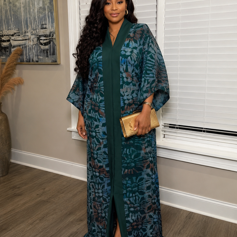 Nkoyo Luxury Adire Shirt Kaftan Dress