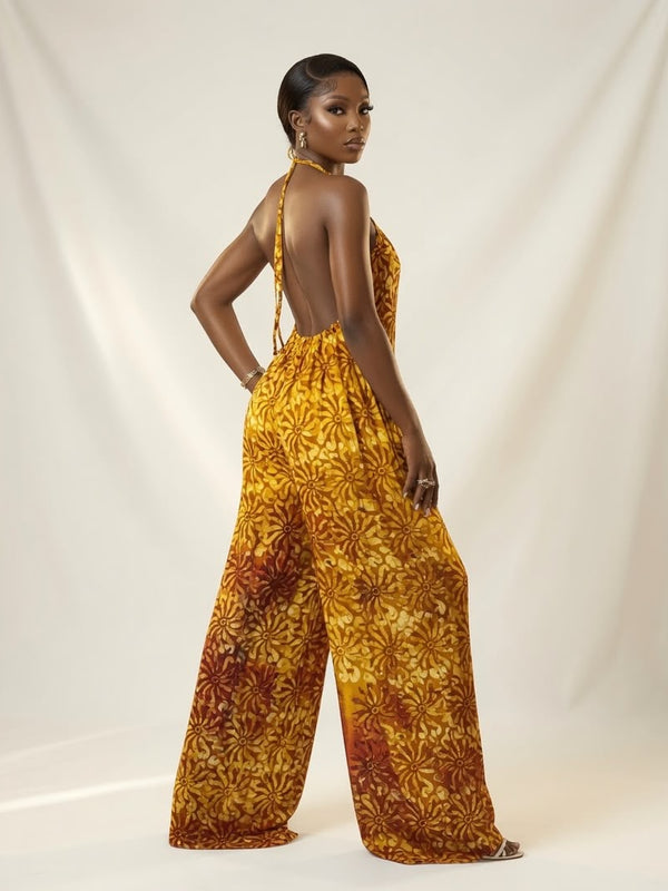 SHANON ADIRE COTTON OPEN BACK JUMPSUIT
