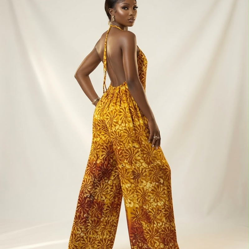 SHANON ADIRE COTTON OPEN BACK JUMPSUIT
