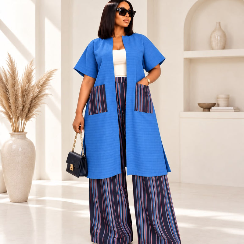 Lady K Luxe Aṣọ-Oke 2-Piece Kimono Set