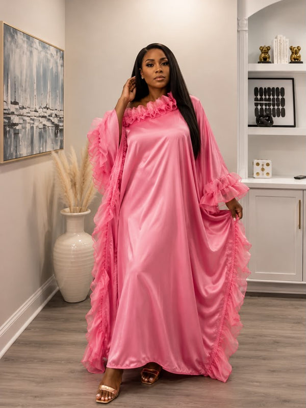 Ruby Luxe Silk Kaftan – Luxury Oversized Silk Resort wear & Loungewear