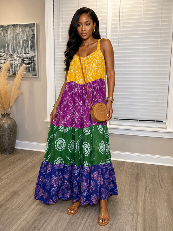 Lamba Adire Tired Flowy Dress