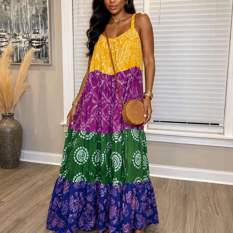 Lamba Adire Tired Flowy Dress