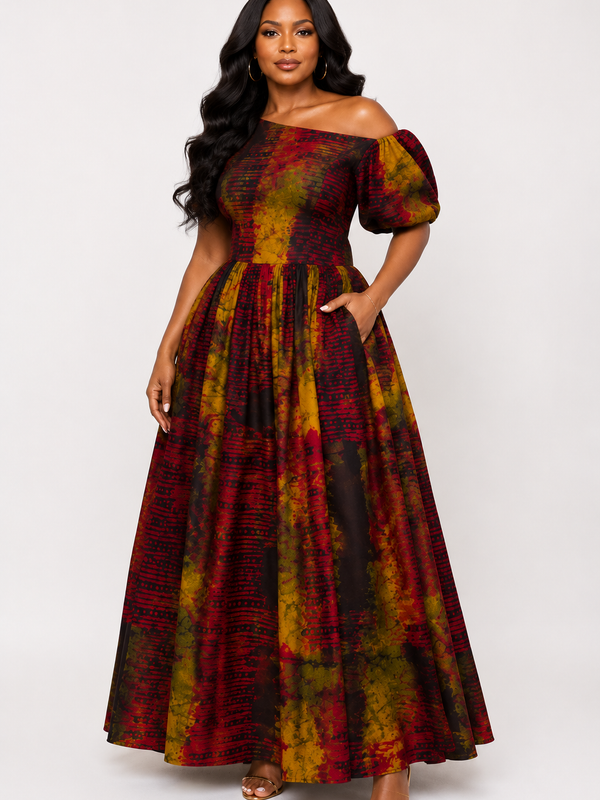 Zeena Silk Kaftan Maxi Dress – Luxury Abstract Print Dress