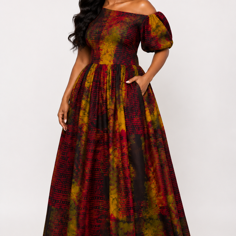 Zeena Silk Kaftan Maxi Dress – Luxury Abstract Print Dress
