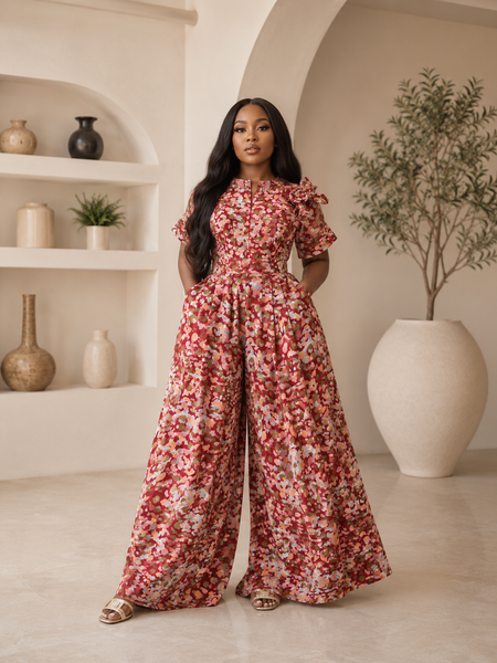 Lola Adire Wide Leg Flowy Jumpsuit- Aso Elan