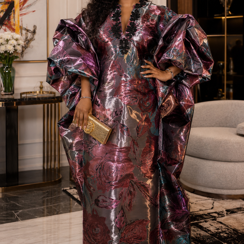 Jadel Liquid Organza Luxe Boubou Kaftan – Luxury African Kaftan Dress | Elegant Statement Occasion Wear