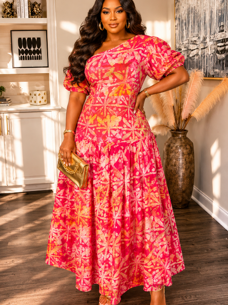 Zeena Silk Kaftan Maxi Dress – Luxury Abstract Print Dress