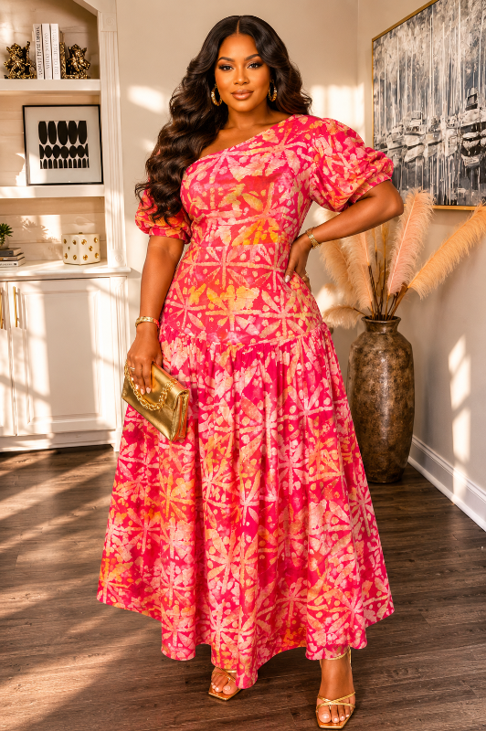 Zeena Silk Kaftan Maxi Dress – Luxury Abstract Print Dress