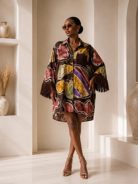 KALY ADIRE ARTWORK MIDI KAFTAN