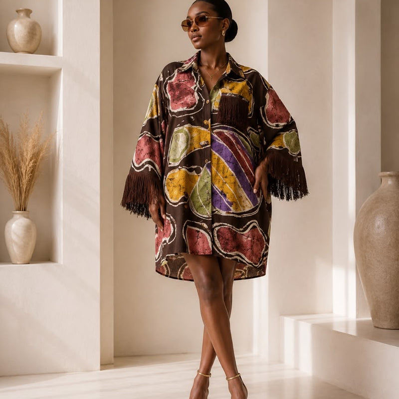 KALY ADIRE ARTWORK MIDI KAFTAN
