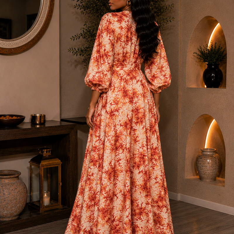 Aijay Adire Luxe Flowy Dress | Luxury African Maxi Gown