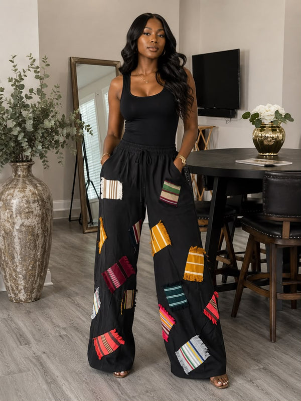 FUMBO LUXE LINEN ASHOKE PATCH PANT