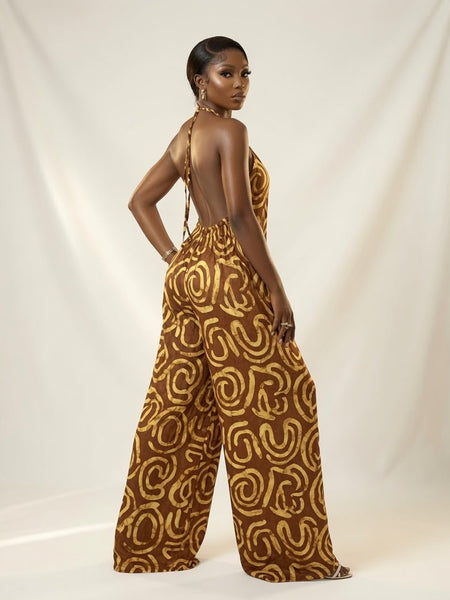 SHANON ADIRE COTTON OPEN BACK JUMPSUIT