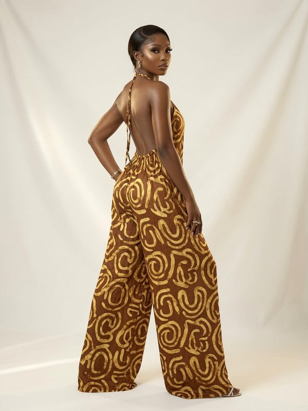 SHANON ADIRE COTTON OPEN BACK JUMPSUIT