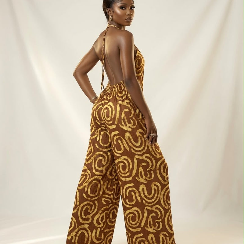 SHANON ADIRE COTTON OPEN BACK JUMPSUIT