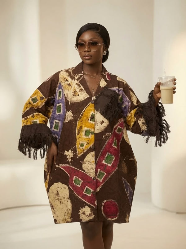 KALY ADIRE ARTWORK MIDI KAFTAN