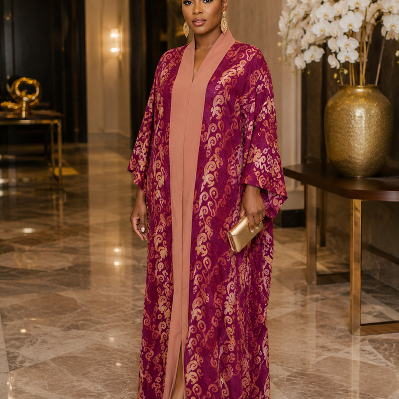 Nkoyo Luxury Adire Shirt Kaftan Dress
