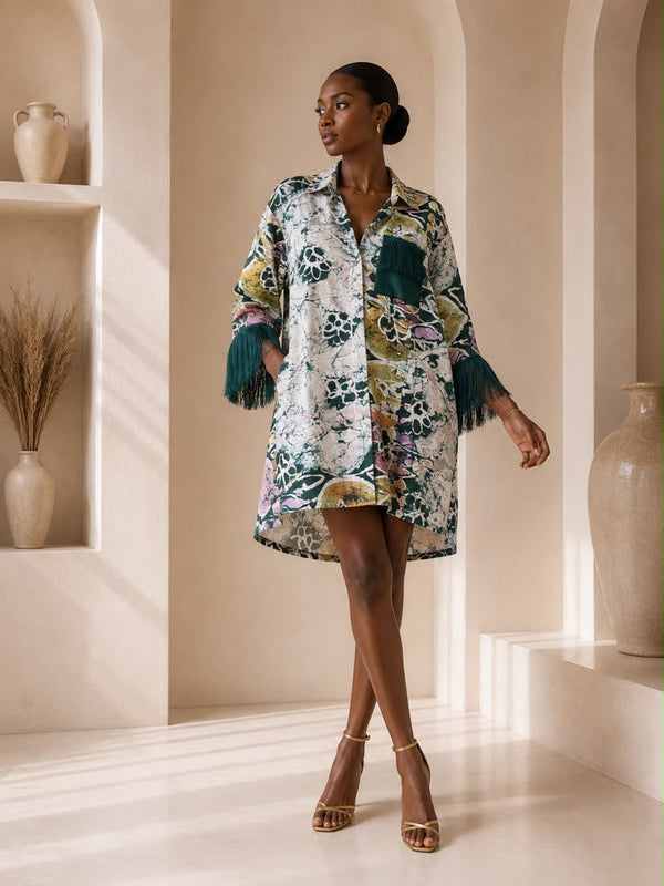 KALY ADIRE ARTWORK MIDI KAFTAN