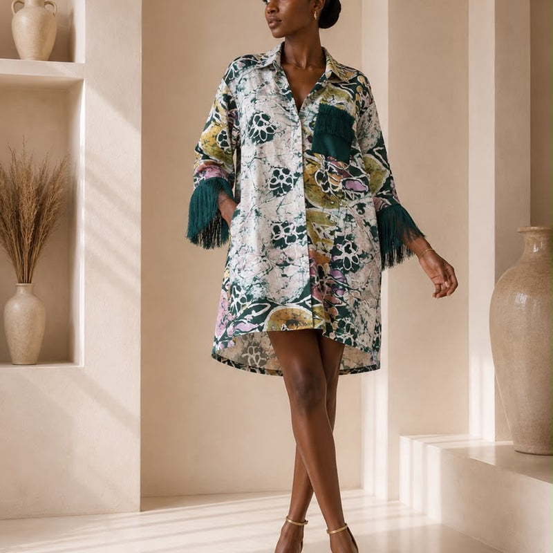 KALY ADIRE ARTWORK MIDI KAFTAN