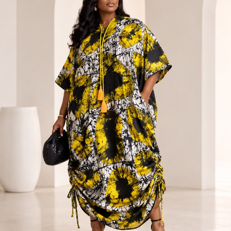 PHYNA ADIRE HOODIE KAFTAN