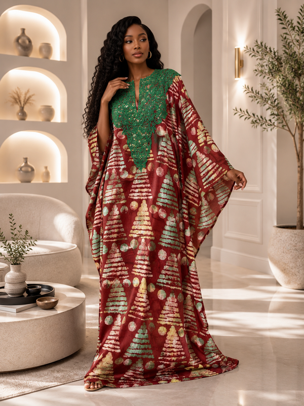 Ola Adire Luxe Kaftan | Flowy African Print Dress