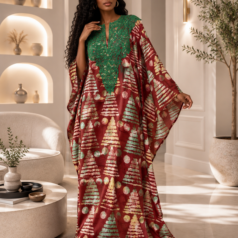 Ola Adire Luxe Kaftan | Flowy African Print Dress