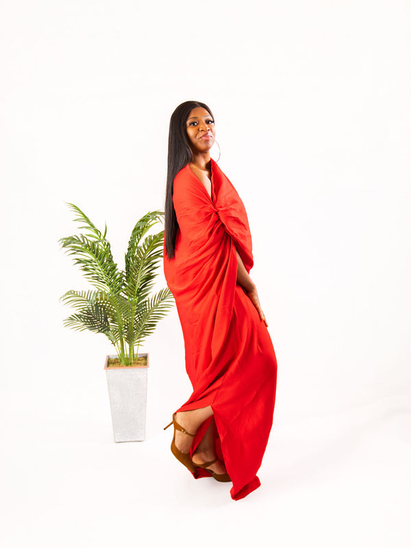 NKEM DRAPED LUXE BOUBOU DRESS
