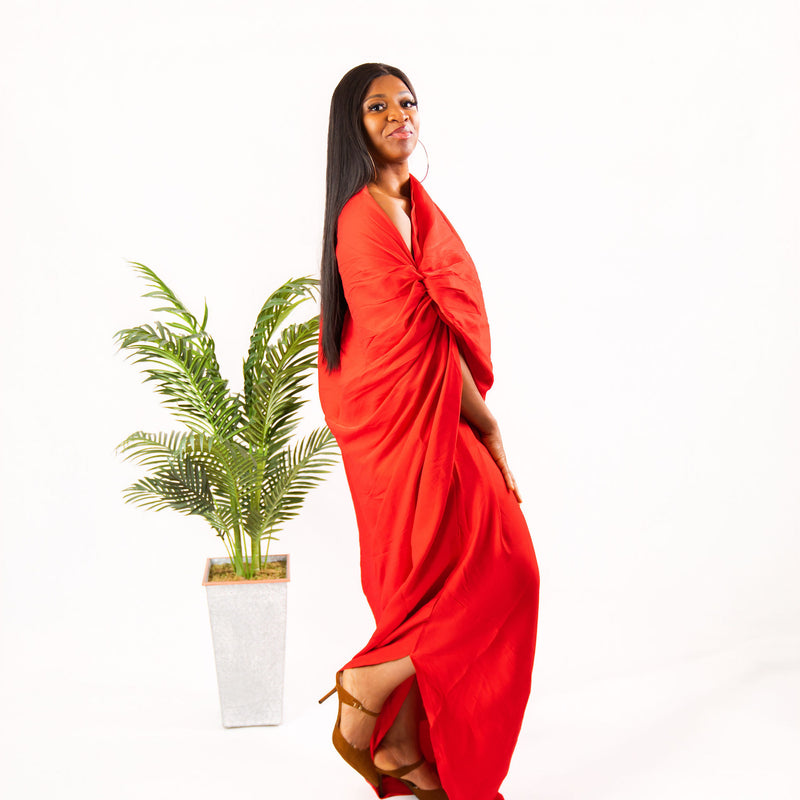 NKEM DRAPED LUXE BOUBOU DRESS