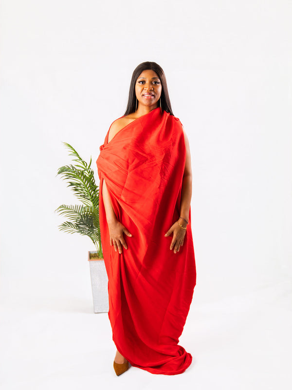NKEM DRAPED LUXE BOUBOU DRESS