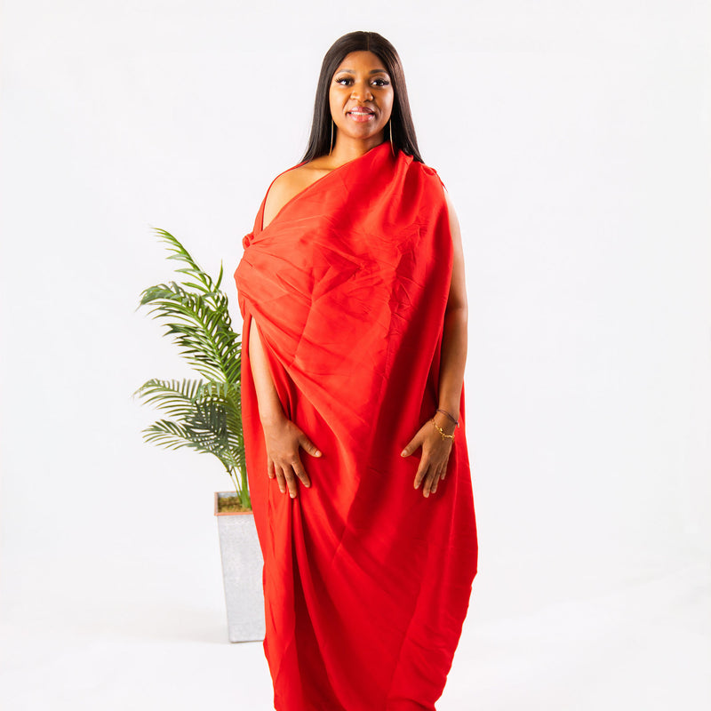 NKEM DRAPED LUXE BOUBOU DRESS