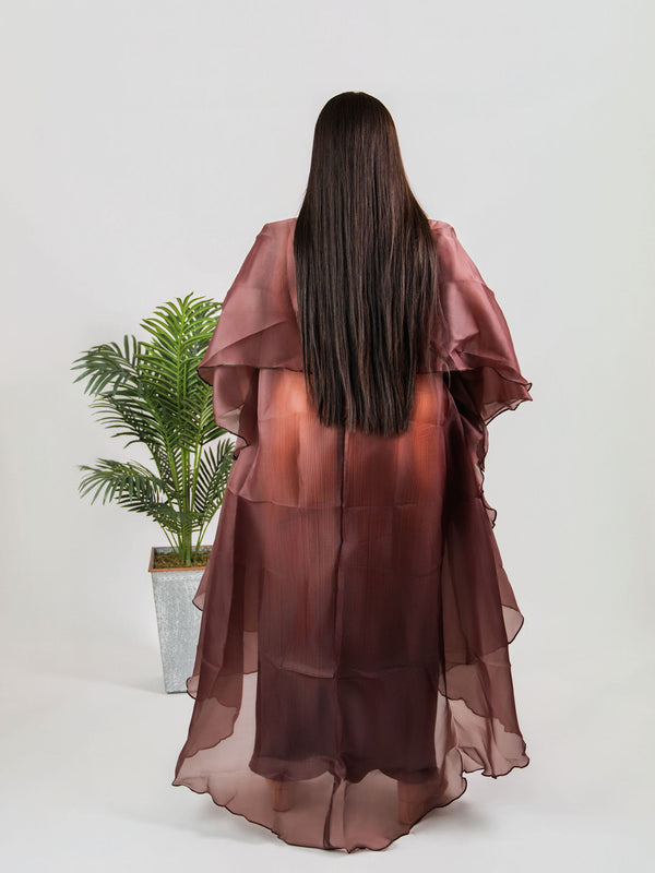 AMIE LUXE 2-PIECE SET– OMBRE PLEATED DRESS AND ORGANZA KIMONO